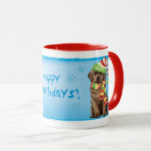Happy Howlidays Chocolate Lab マグカップ (正面右)