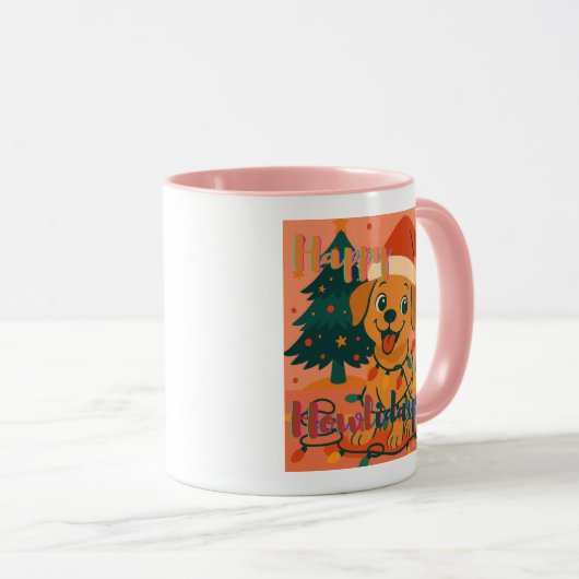 Happy Howlidays! Cute & Funny Dog マグカップ (正面右)