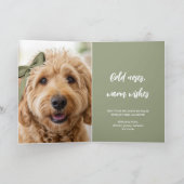 Happy Howlidays Dog 2 Photo Christmas Green Modern カード (内部)