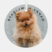 Happy Howlidays Dog Christmas モダン Overlay写真 ガラスオーナメント (裏面)