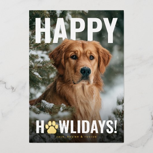 Happy Howlidays Dog Christmas 箔シーズンカード (正面)