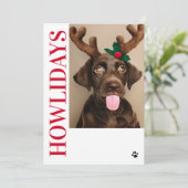 Happy Howlidays Dog Christmas 5フォトカード 招待状 (スタンド正面)