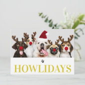 Happy Howlidays Dog Christmas 5フォトカード 招待状 (スタンド正面)