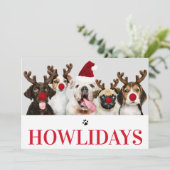 Happy Howlidays Dog Christmas 5フォトカード 招待状 (スタンド正面)