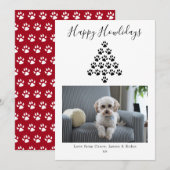 Happy Howlidays Dog Christmas Holiday Photo (赤) シーズンカード (正面/裏面)