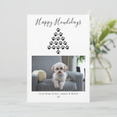 Happy Howlidays Dog Christmas Holiday Photo (赤) シーズンカード (スタンド正面)