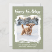 Happy Howlidays Dog Custom Photo Christmas Green シーズンカード (正面)