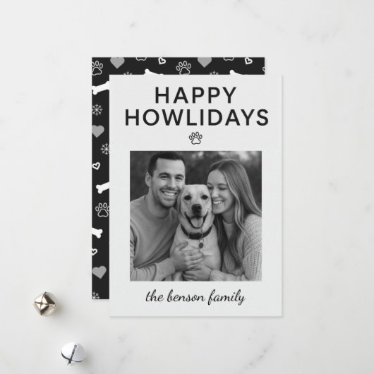 Happy Howlidays Dog Holiday Card  シーズンカード (正面/裏面インサイチュ)