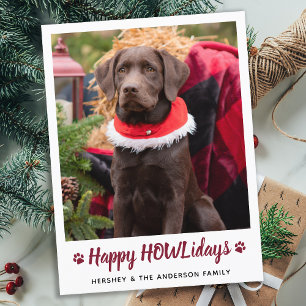 Happy HOWLidays Dog Lover Pet写真クリスマス シーズンポストカード