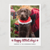 Happy HOWLidays Dog Lover Pet写真クリスマス シーズンポストカード (正面)