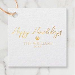 Happy Howlidays Dog Paw Print Holiday Foil フェイバータグ