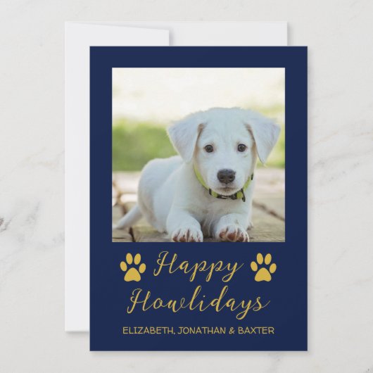 Happy Howlidays Dog Photo Chrimas シーズンカード (正面)