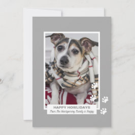 Happy Howlidays Dog with Paw Prints Pet Photo シーズンカード