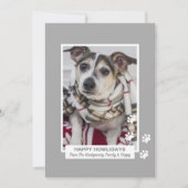 Happy Howlidays Dog with Paw Prints Pet Photo シーズンカード (正面)