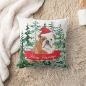 Happy Howlidays Englishブルドッグクリスマス クッション (ブランケット)