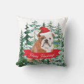 Happy Howlidays Englishブルドッグクリスマス クッション (正面)