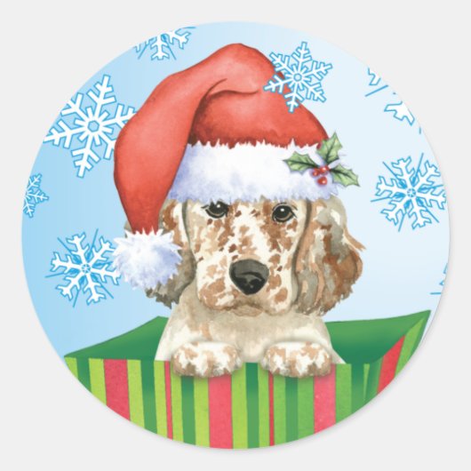 Happy Howlidays English Setter ラウンドシール (正面)
