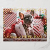 Happy Howlidays Foil Paw Print Dog Holiday 箔シーズンポストカード (正面)