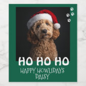 Happy Howlidays From Dog Photo Chrimas ワインラベル (シングルラベル)