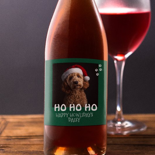 Happy Howlidays From Dog Photo Chrimas ワインラベル