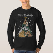 Happy Howlidays  Funny Dog & Cat Christmas Tree Tシャツ (正面)