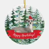 Happy Howlidays Greyhound イタリアン Dog Christmasまたは セラミックオーナメント (正面)