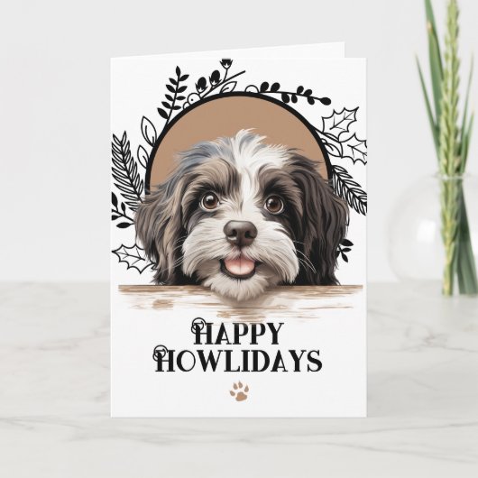 Happy Howlidays Havanese Dog Christmas シーズンカード (正面)