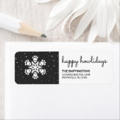 Happy Howlidays Paw印刷スノーフレーク戻りラベル ラベル (インサイチュ)
