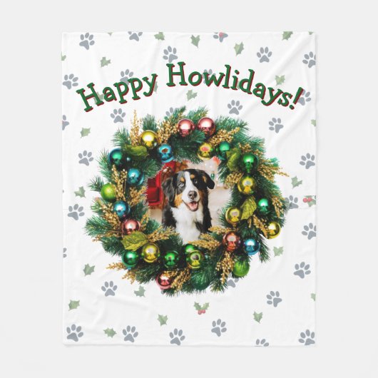 Happy Howlidays Photo Card フリースブランケット (正面)