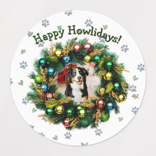 Happy Howlidays Photo Card ラベル (デザイン2)