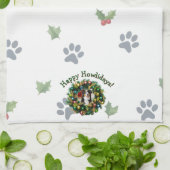 Happy Howlidays Photo Image キッチンタオル (折り畳み)