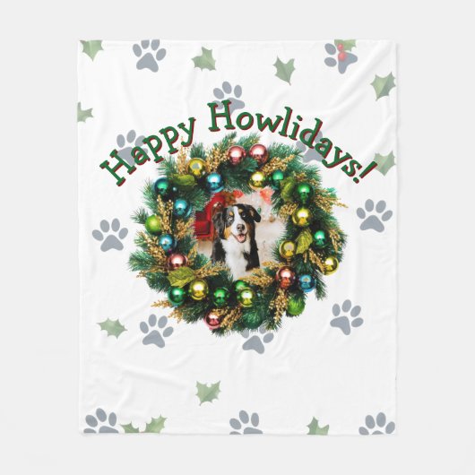 Happy Howlidays Photo Image フリースブランケット (正面)