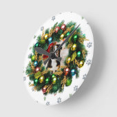 Happy Howlidays Photo Image ラウンド壁時計 (傾斜)