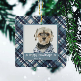 Happy Howlidays Plaid Dodフォトクリスマス セラミックオーナメント