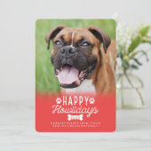 Happy Howlidays Red Christmas Dogフォトカード シーズンカード (スタンド正面)