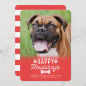 Happy Howlidays Red Christmas Dogフォトカード シーズンカード (正面/裏面)