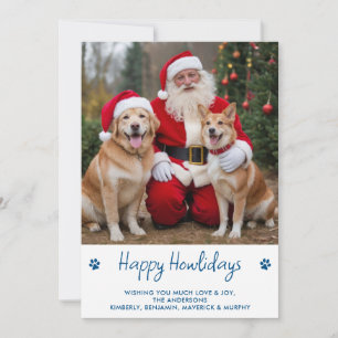 Happy HOWLidays Red Green Puppy Dog Pet Photo シーズンカード