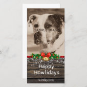 Happy Howlidays Rustic Dog Christmas Photo シーズンカード (正面/裏面)