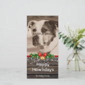 Happy Howlidays Rustic Dog Christmas Photo シーズンカード (スタンド正面)