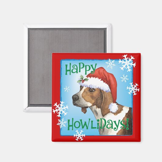 Happy Howlidays Treeing Walker マグネット (正面/裏面)