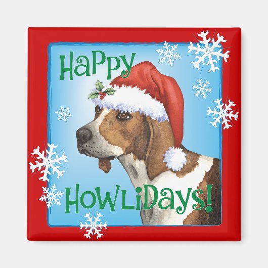 Happy Howlidays Treeing Walker マグネット (正面)