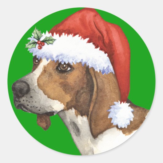 Happy Howlidays Treeing Walker ラウンドシール (正面)