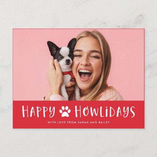 Happy Howlidays with Photo | おもしろい犬 シーズンポストカード (正面)