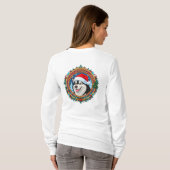 Happy Huslky Dog Inside Festive Christmas Wreath Tシャツ (裏面フル)