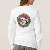 Happy Huslky Dog Inside Festive Christmas Wreath Tシャツ (裏面)