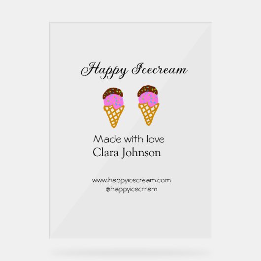 Happy Icecream add name website social media  アクリルサイン (正面)
