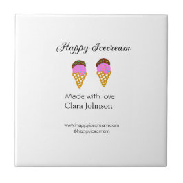 Happy Icecream add name website social media  タイル