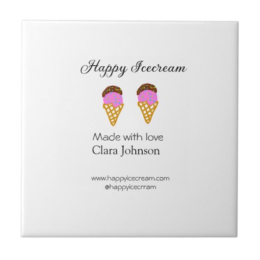 Happy Icecream add name website social media  タイル (正面)