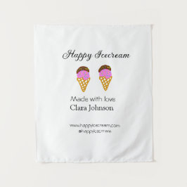 Happy Icecream add name website social media  タペストリー