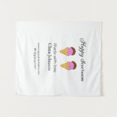 Happy Icecream add name website social media  タペストリー (正面(横))